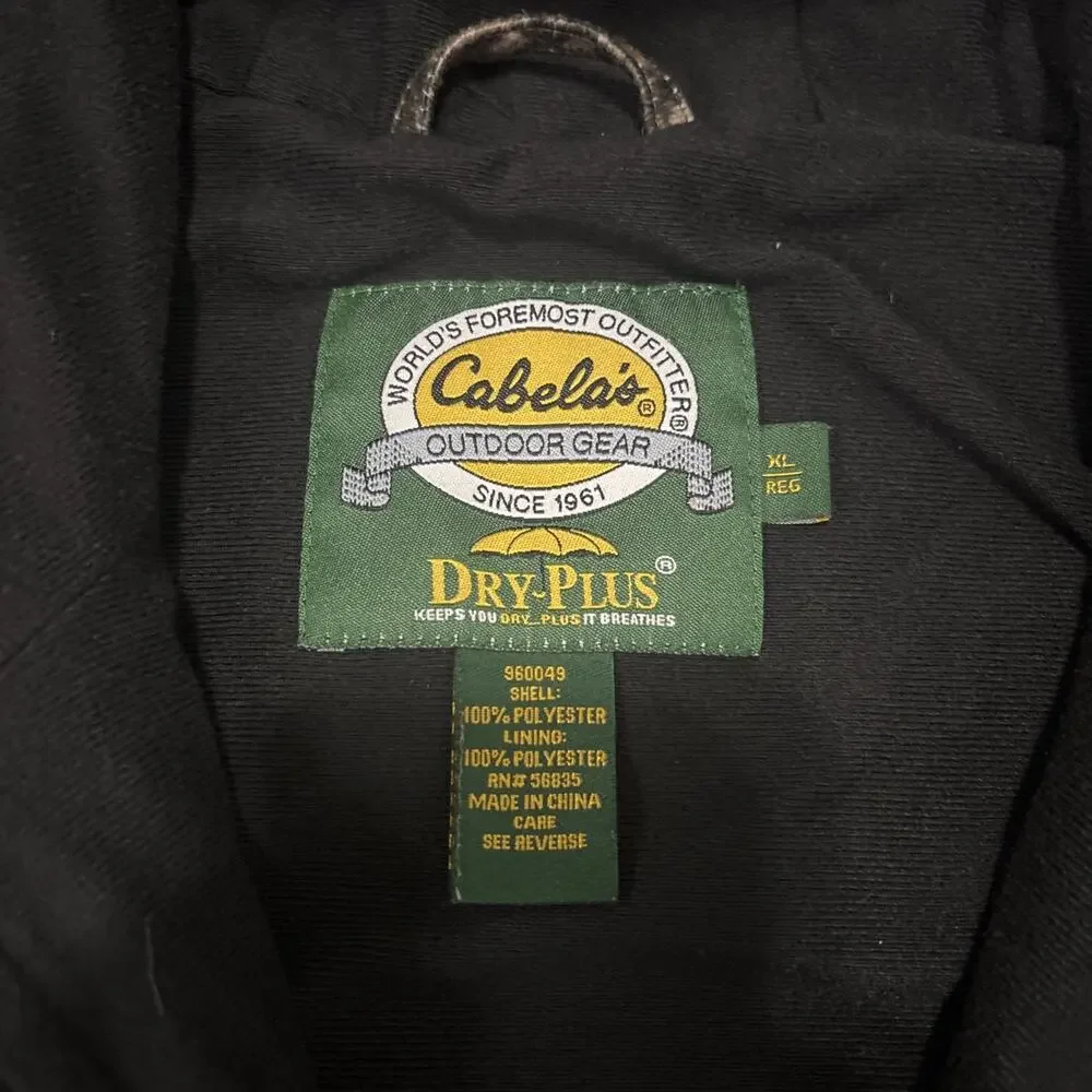 Cabela's Dry Plus Camo Jacket Men's XL Rain Midweight Zip-Up Hooded Hunting